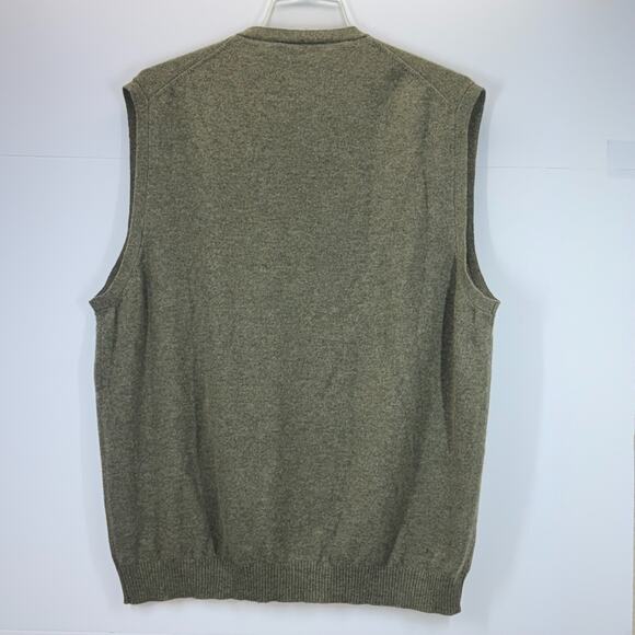 Brooks Brothers 100% Cashmere Knit Sweater Vest Green V Neck Men Size XL Preppy - Picture 2 of 10